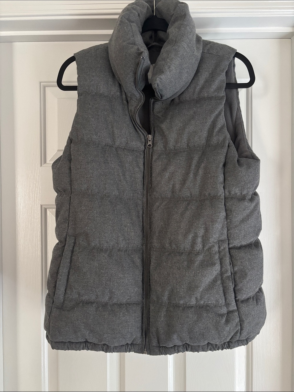 Old Navy Gray Quilted Puffer Vest with High Collar